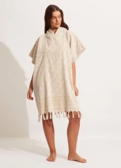 SF Monogram Towel Poncho - Natural -Fashion Swimwear Store 71867 TL Natural 2