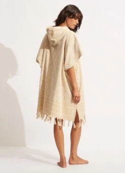 SF Monogram Towel Poncho - Natural -Fashion Swimwear Store 71867 TL Natural 4