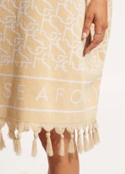 SF Monogram Towel Poncho - Natural -Fashion Swimwear Store 71867 TL Natural 6