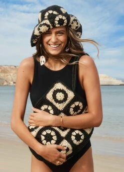 Crochet Hat - Black/Natural 15 Crochet Hat - Black/Natural -Fashion Swimwear Store 71884 HT Black 21Natu 5