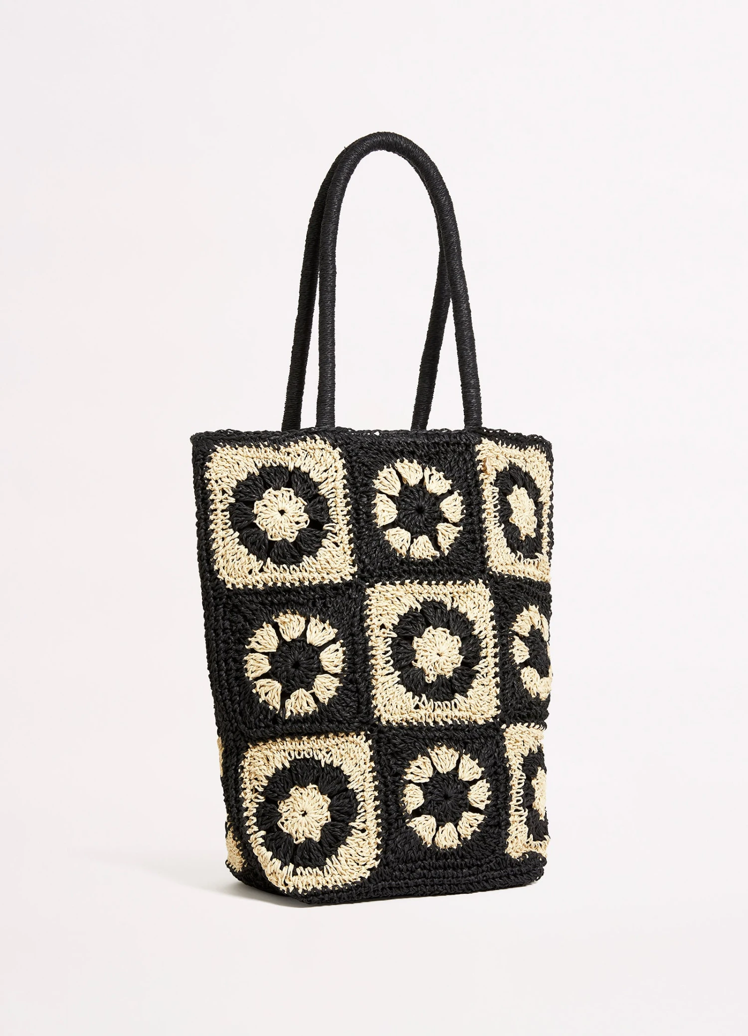 Crochet Tote - Black/Natural 4 Crochet Tote - Black/Natural - Image 2
