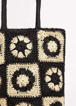 Crochet Tote - Black/Natural 9 Crochet Tote - Black/Natural -Fashion Swimwear Store 71885 BG Black 21Natu 3
