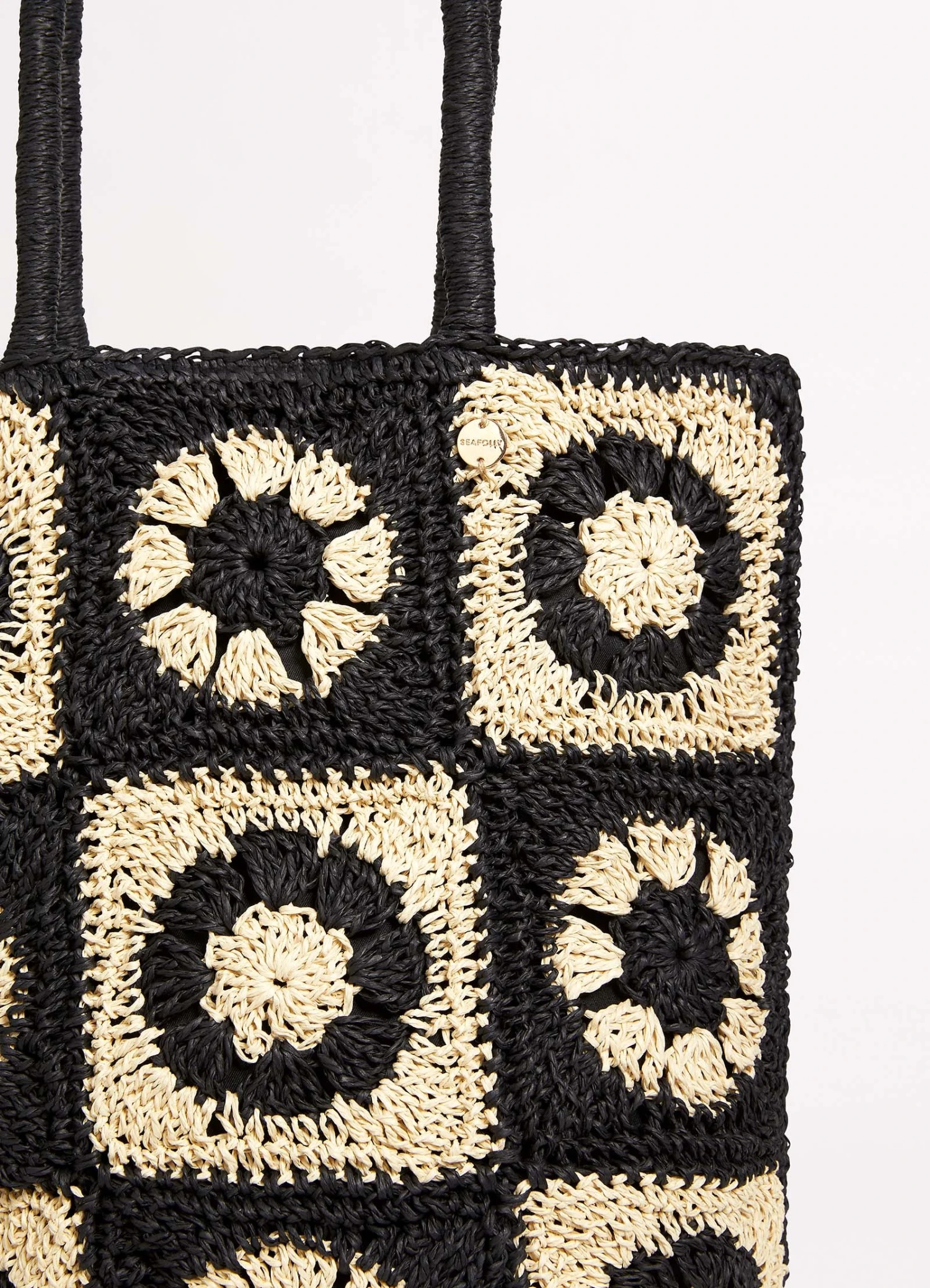 Crochet Tote - Black/Natural 5 Crochet Tote - Black/Natural - Image 3