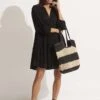 Splice Woven Tote - Black/Natural -Fashion Swimwear Store 71928 BG Black 21Natu 1
