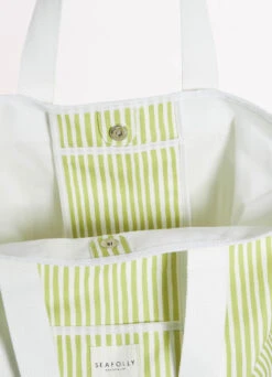 Stripe Tote Bag - Soft Olive -Fashion Swimwear Store 71936 BG SoftOlive 5