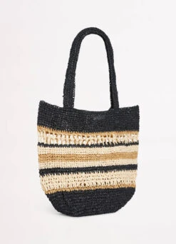 Woven Stripe Basket - Black