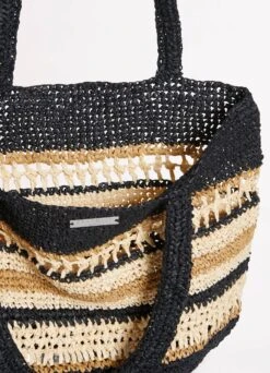 Woven Stripe Basket - Black -Fashion Swimwear Store 71948 BG Black 5