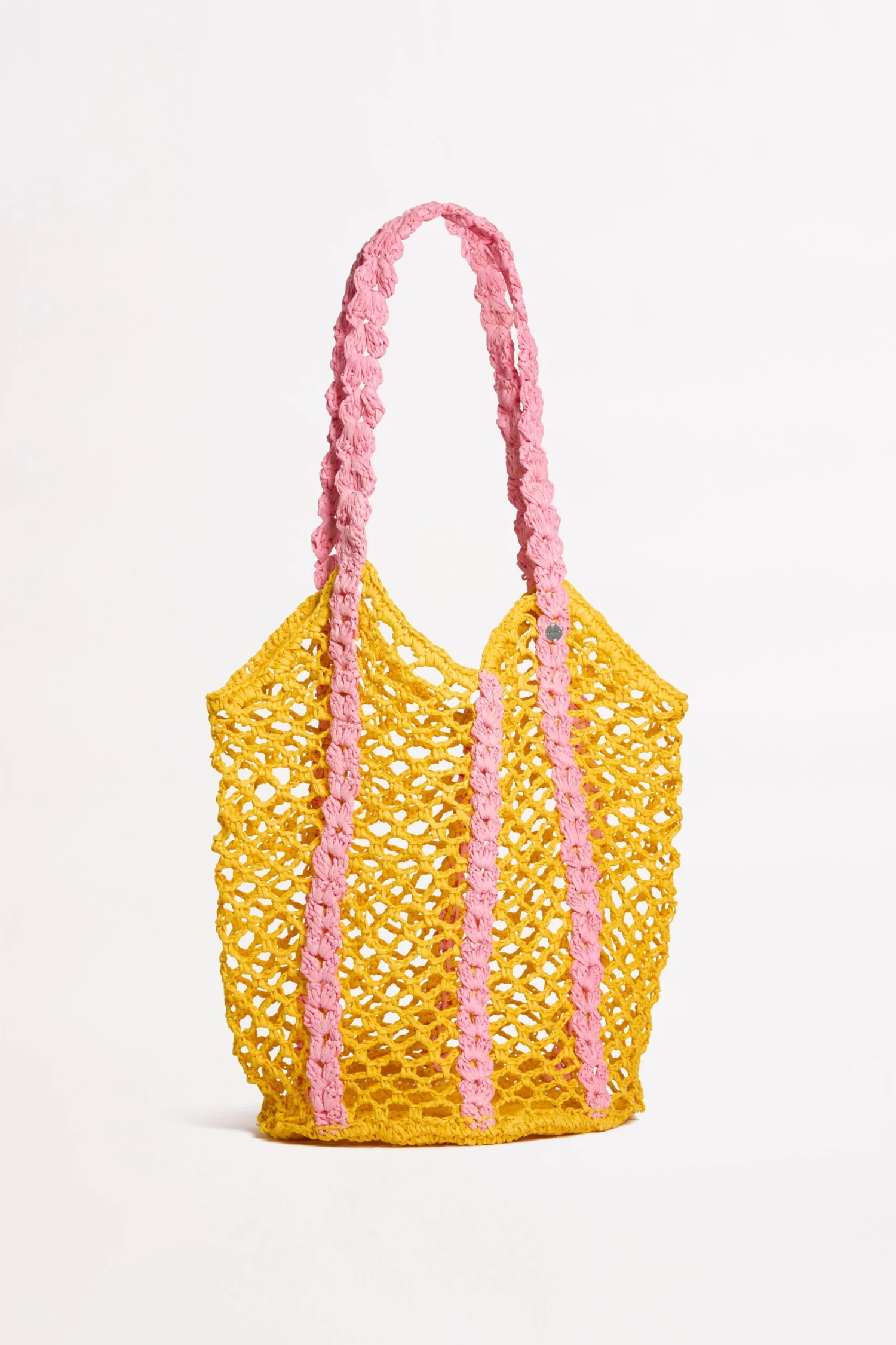 Waves Woven Tote - Pink/Yellow 3 Waves Woven Tote - Pink/Yellow
