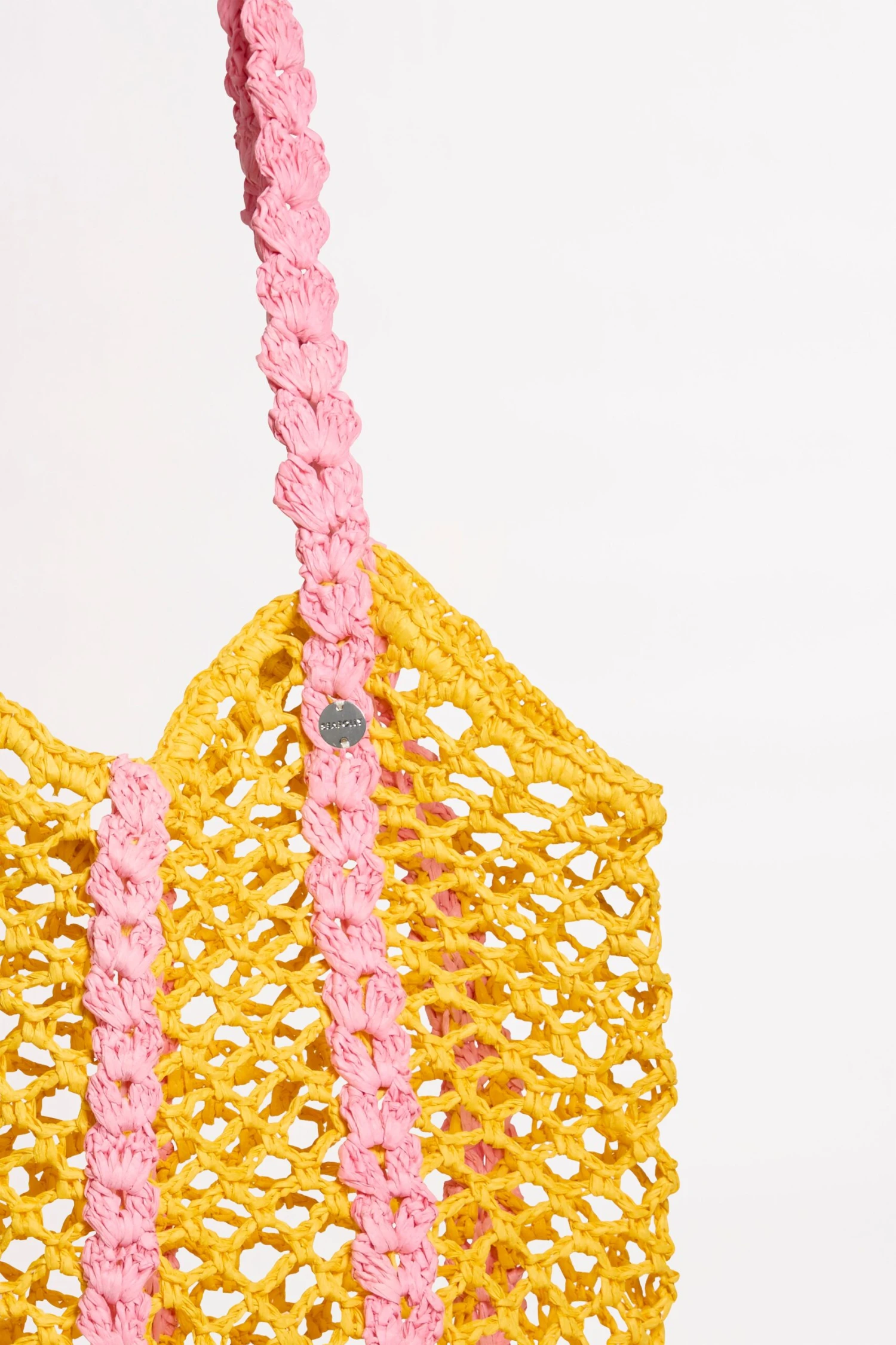 Waves Woven Tote - Pink/Yellow 4 Waves Woven Tote - Pink/Yellow - Image 2